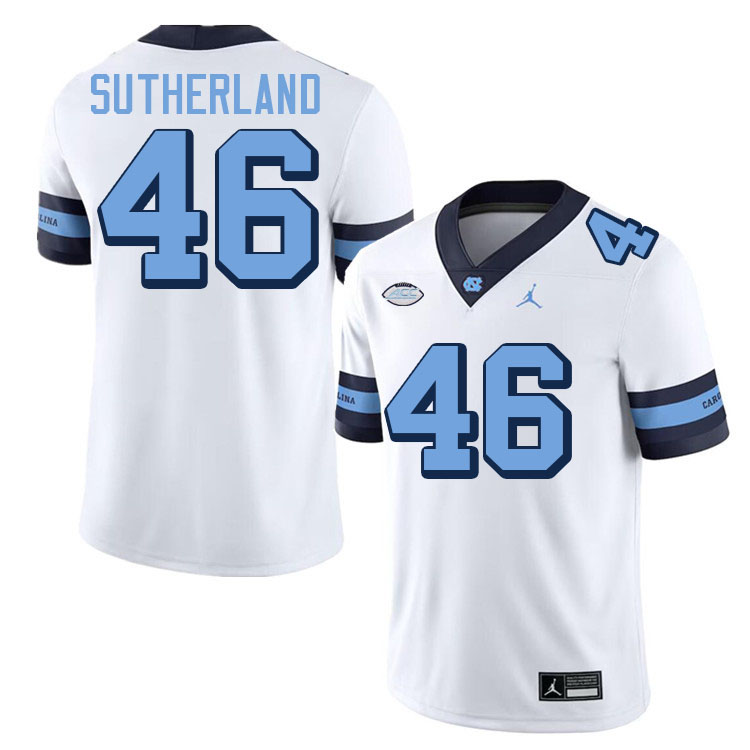 #46 Bill Sutherland North Carolina Tar Heels Jerseys,Apparels,Uniforms Stitched-Alternate White